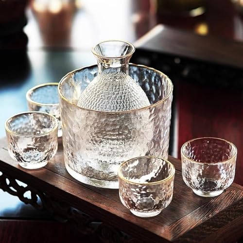 酒器セット 冷酒器 徳利 ミニ お猪口 ワインクーラー 無鉛ガラス製 大容量 350ml 透明 軽量 小さい 丸い角 おしゃれ 熱燗器 酒器 日本酒 清酒 梅酒用 清バー屋 居酒屋 カフェ 家庭用 業務用 宴会 ゲストを迎えるため 贈り物 ギフト 花見 無