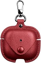 Airpods 4 Wireless Earphone Protective Case, Leather Anti-fall Phone Case Portable Leather Protective Case with Keychain Buckle (Green) (Red)