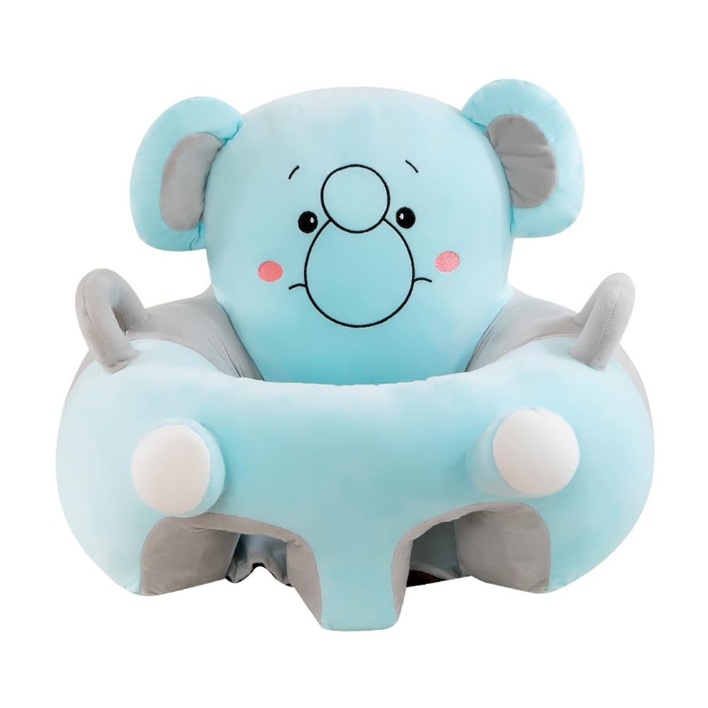 Baby Bucket Cotton Toddlers Training Seat Baby Safety Sofa Dining Chair/Learn to Sit Stool, 3-12 Months-(SkyBlue Elephant)-image-12