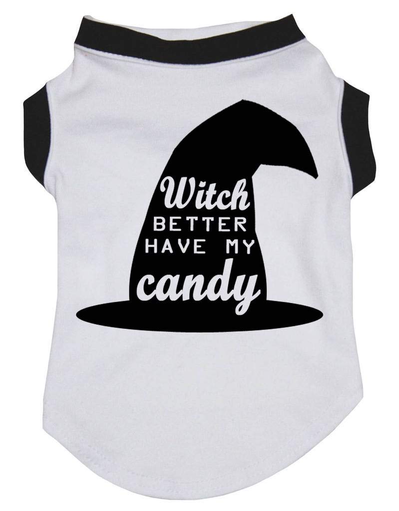 T-shirt en coton pour chien blanc respirant taille S motif Witch Candy