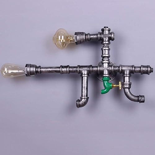 Lámpara de pared de Hierro de Metal Estilo Steampunk Retro Americano con tubería de agua industrial, lámpara de pared con Base E27 con personalidad