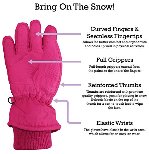 Image of N'Ice Caps Kids Waterproof Winter Thinsulate Warm Gloves | Boys and Girls Snow Ski Gloves with Durable Grippers on Palms, Fingers and Thumbs, 3M Insulation Ideal for Cold Weather