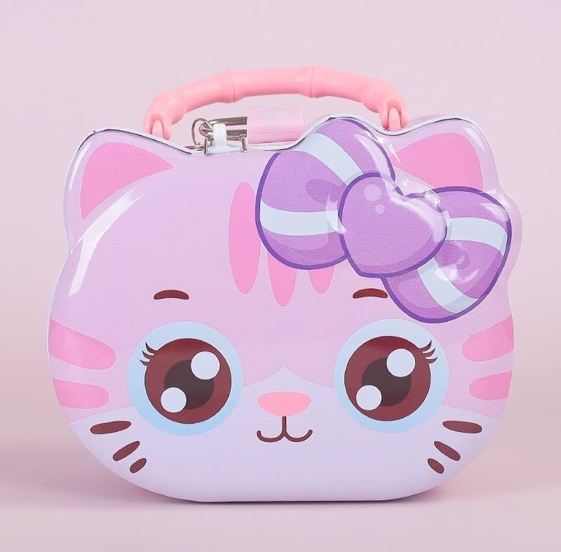 Image of Sajani Cute Cartoon Creative Portable Piggy Bank, Money Saving Box with Combination Lock, Mini Coin Bank Gifts for Boys and Girls, Best Return Gifts for Kids (Pack of 1) (Kitty)
