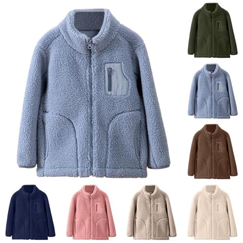 EnJoCho Outdoor Fleece Jacket Girl Fashion Korean Stand Collar Warm Fleece Thickened Coat Coat Little (Brown, 5-6 Years)3
