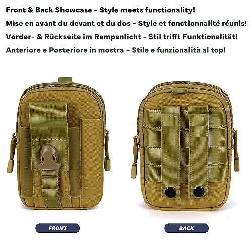 Piscorush Tactical Waist Pouch MOLLE EDC Pouch Outdoor Man Waist Bag with Phone Belt Clip Holder Holster Carrying Pouch for Smartphone (With Tactical Webbing Carabiner - Image 3