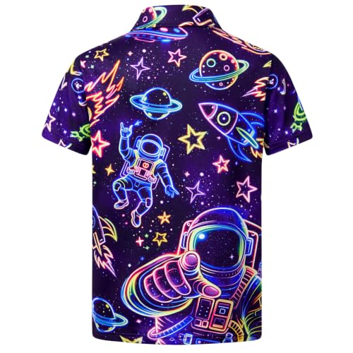 Cozople Boys Collared Polo Shirt, Astronaut Print - image 2