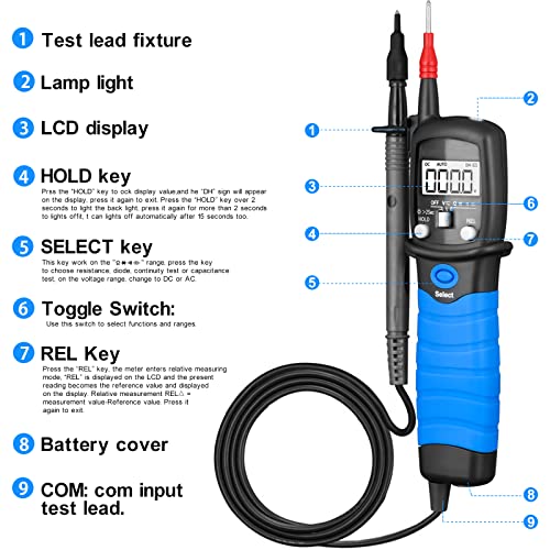 Image of Pen Type Multimeter 6000 Counts, Digital 600V High Voltage Meter Tester, Pocket Small Pen Multimeter with AC /DC 60M Ohm Resistance Meter Resistance Continuity Diode Electrical Circuit Tester