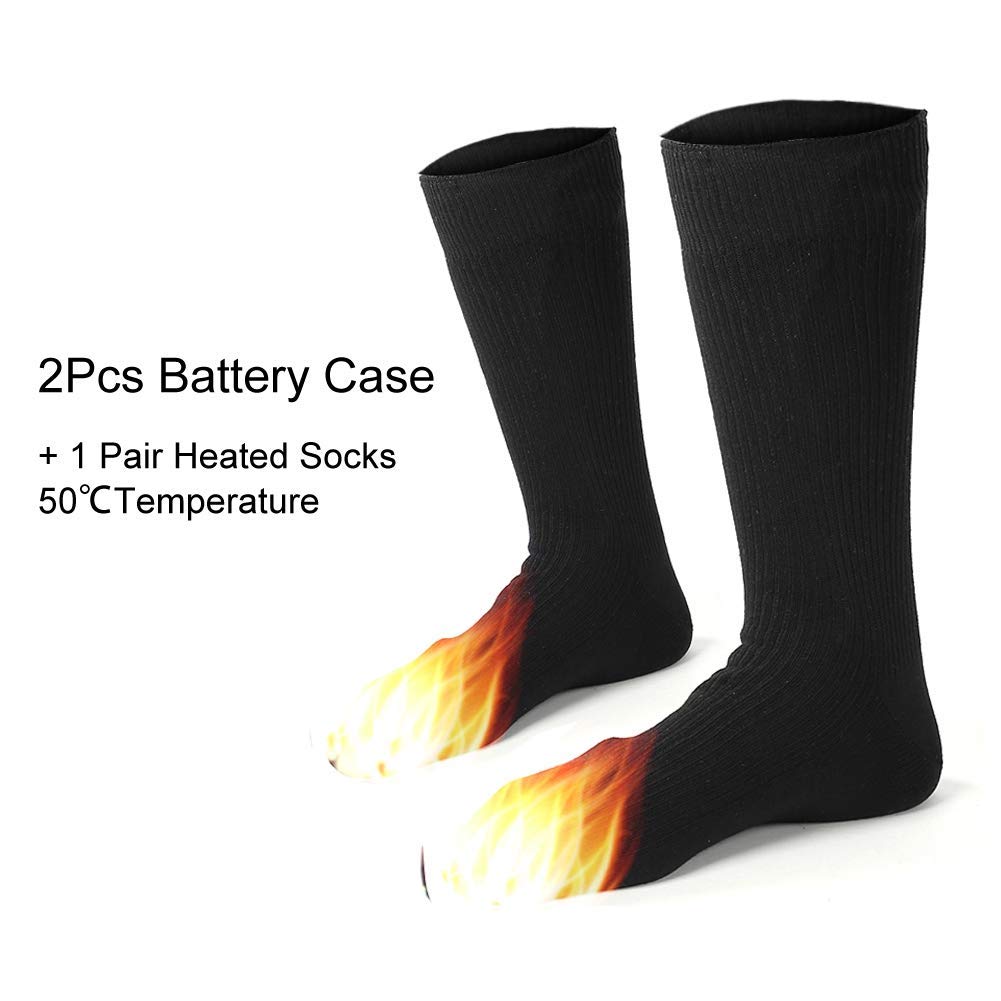 1 Paire Chaussettes Chauffantes, Chaussettes Chauffantes Hommes Femmes Batteries Chaussettes Électriques Chauffe-Pieds 50℃ Température Constante pour Camping Ski Randonnée en Ple