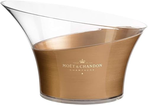 Moët & Chandon Refrigerador de botellas de hielo de champán Prestige Vasque Gold - Contenedor de hielo transparente para hasta 6 botellas de champán