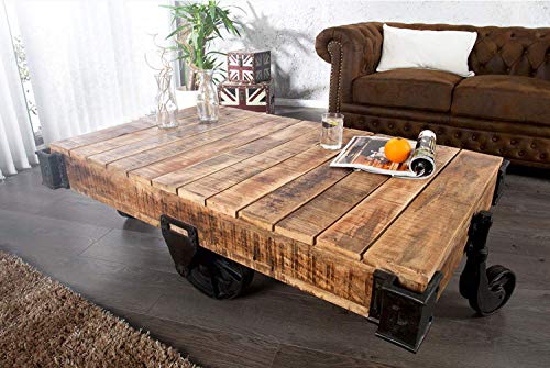 THD The Home Dekor Tyson Solid Wood Rustic Industrial Pallet Design Coffee Tables for Living Room with Wheels, Natural Finish THD The Home Dekor Tyson Solid Wood Rustic Industrial Pallet Design Coffee Tables for Living Room with Wheels, Natural Finish