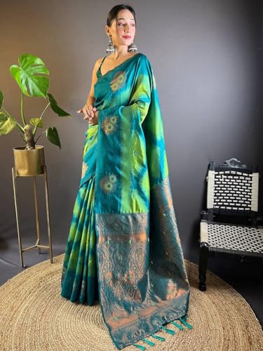 Image of SGF11 Women's Kanjivaram Pure Soft Silk Saree With Unstitched Blouse Piece