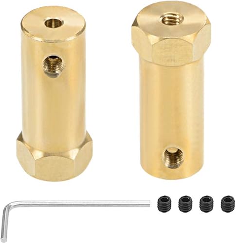 uxcell Acoplador hexagonal de 0.118 in de diámetro del motor hexagonal de latón conector de acoplamiento para ruedas de coche, neumáticos, motor de