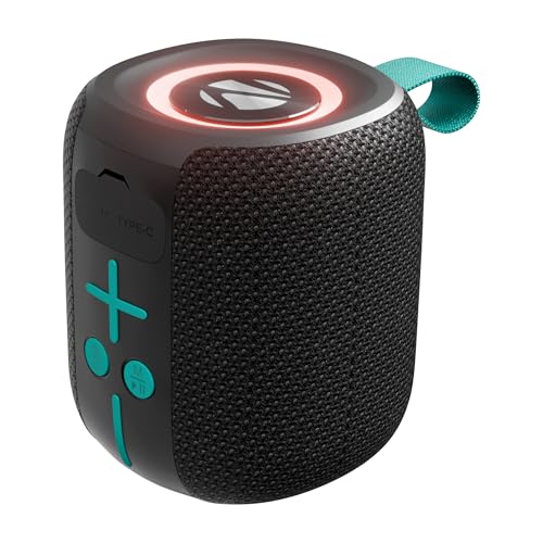 Zebronics 2026 Launch Portable Bluetooth Speaker, 5W RMS, Up to 10Hrs Playback, Passive Radiator, TWS, BT v5.4, USB & mSD, 9 RGB Modes, Splash Proof, Type-C...