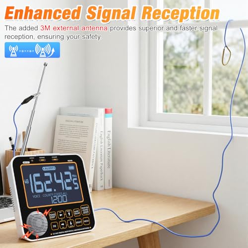 Image of NOAA Weather Alert Radio for Home - S.A.M.E. Localized Programming | 23 Country Codes & 75+ Emergency Alerts NOAA Weather Radio with Battery Backup External Antenna and Warning Light for Home