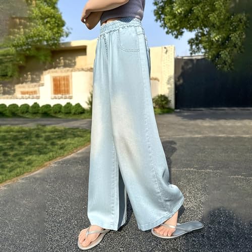 Girl's Y2k Graphic Jeans Tropical Print Cargo Jeans Elastic Wasit Wide Leg Loose Fit Casual Denim Pant with Pockets3