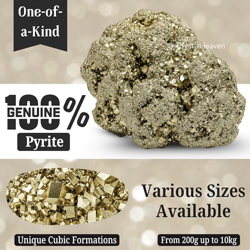 Image of Pyrite Stone Original Cluster Samples - High Energy Natural Iron Pyrite Stone Gold Rock Reiki Crystal Used for Increased Willpower and Manifestation (750-1000 gram Pyrite)