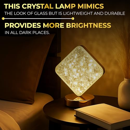 Image of Lexton Triangular Pyramid Crystal Lamp | USB LED Table Light with 3 Mood Changing Colors | Stylish Design for Gifting & Home Lighting (Pack of 1)