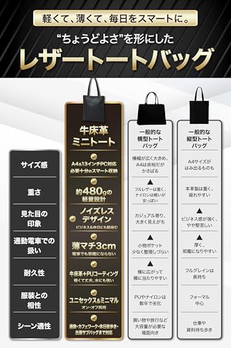 REGiSTA ミニトートバッグ メンズ レザー ブラック