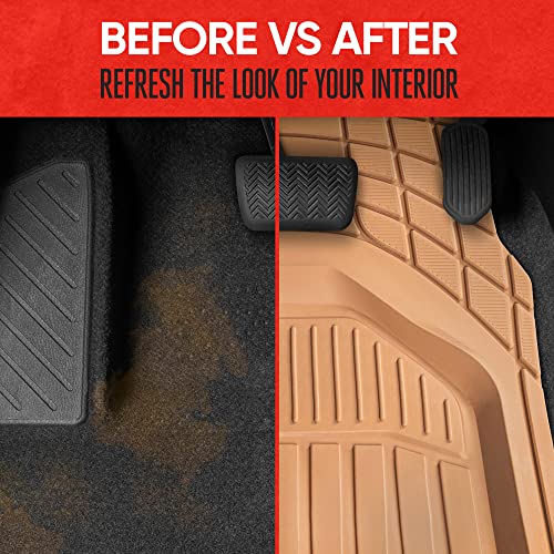 Image of Motor Trend 943-BG FlexTough Defender Car Floor Mats -Next Generation Deep Dish Heavy Duty Contour Liners for Car SUV Truck & Van-All Weather Protection, Trim to Fit Most Vehicles Beige