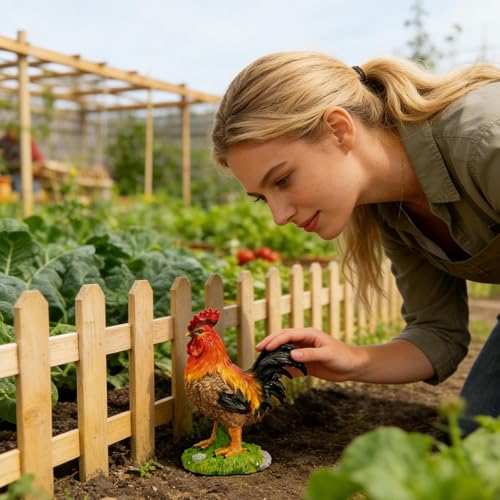 Coq de jardin sculpture décorative en résine pour maison et extérieur