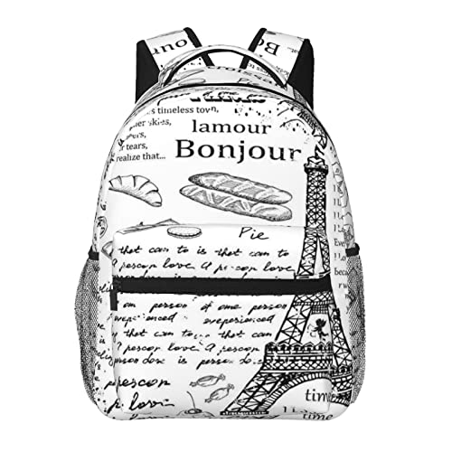 Sac à dos ordinateur portable Tour Eiffel parfait pour les terrasses de café parisien