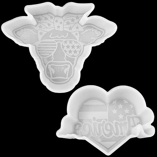 Freshie - Juego de 2 moldes de silicona para automóvil para cuentas aromáticas, moldes de freshies hechos a mano (toro americano + corazón de