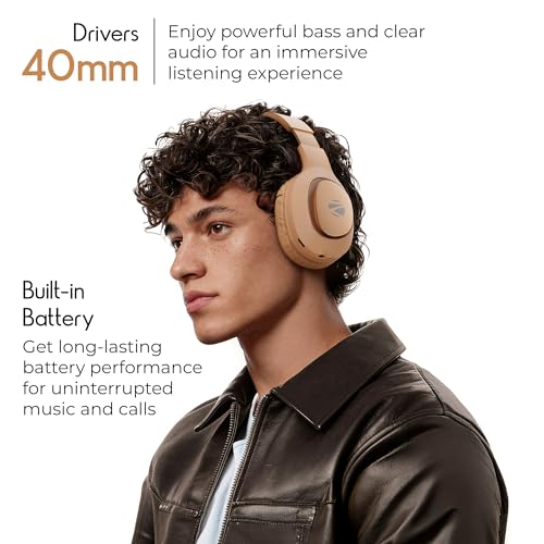 Image of Zebronics Thunder Neo (2026 Upgrade) Wireless Headphone, BT v6.0, True 50hrs Playback, 40mm Driver, ENC, Rapid Charge, Gaming Mode, Dual Pairing, 3 EQ Modes, AUX, Voice Assistant (Orange)