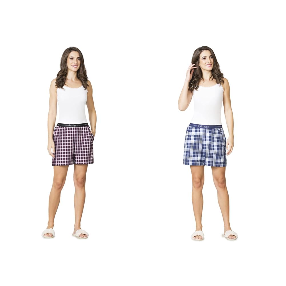 van heusen Women Checkered & Plush Back Elasticized Waistband Lounge Shorts-picture-15
