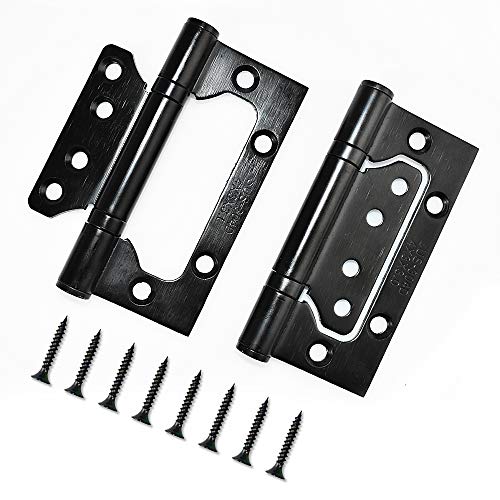 Renashed Door Hinges Commercial Grade Ball Bearing Heavy Weight Brushed Stainless Steel (Non-Mortise Door Hinge, Black)