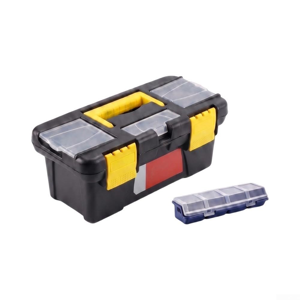 Minhe 10-Inch Plastic Toolbox with Parts Compartment Tray