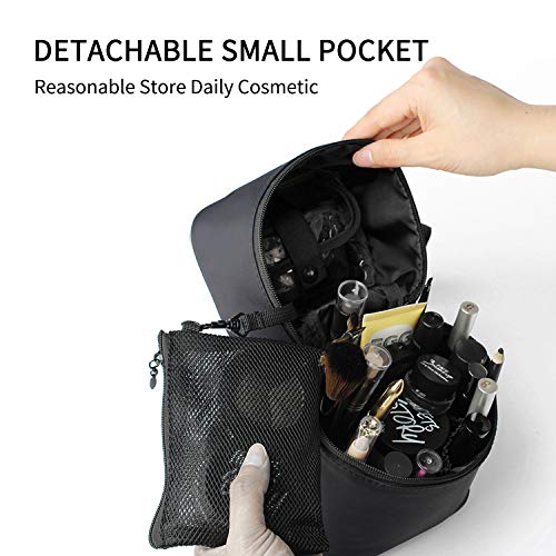FANDARE New Makeup Bag for Women Travel Cosmetic Bags Girl Portable Makeup Pouch Toiletry Bags Gym Wash Bag Waterproof Nylon Black - Image 4
