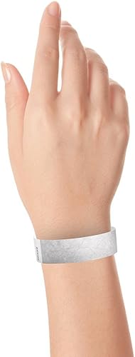 Miniatura 5 de WristCo Pulseras Tyvek plateadas para eventos, 1,000 unidades, cómodas pulseras de papel resistentes a desgarros, pulseras de identificación para