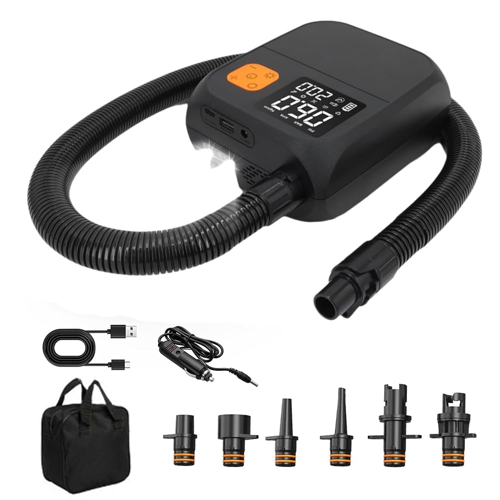 Inkoby Portable Rechargeable Electric Paddle Board Pump, with LED Flashlight, 8000mAh Battery,for Paddle Boards, Kayaks