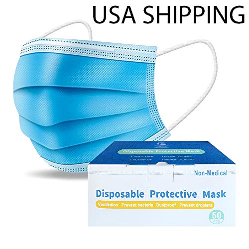 50 PCS Disposable Face Protection for General Use Triple Ply Pollution Health Dust