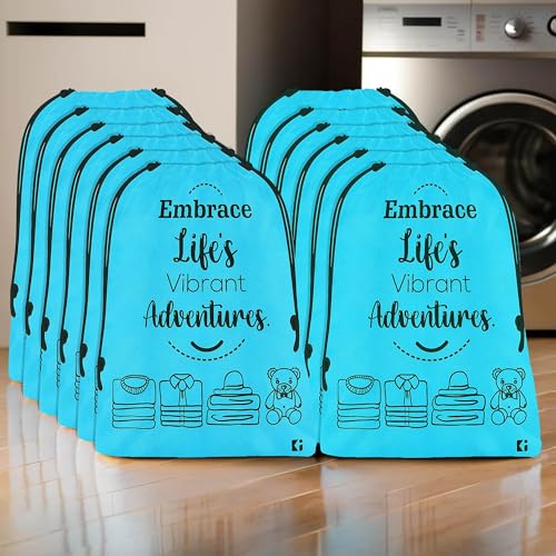 Image of Kuber Industries Pack of 12 Cloth Storage Bag | Non-Woven Storage Organizer | Travel Cloth Carrying Bag | Garments Cover for Laundry | Travel Storage Organizer for Clothing | Large | Sky Blue