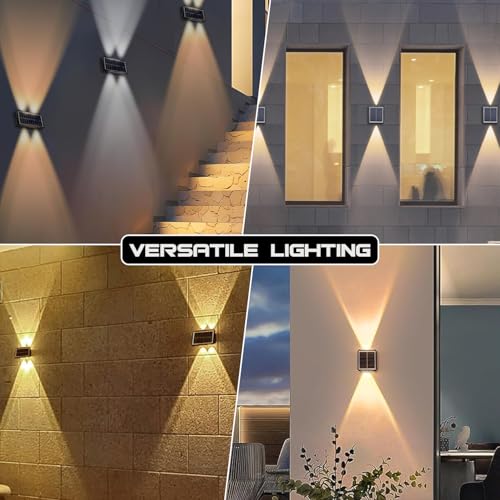 Image of GIGAWATTS 4 LED Solar Wall Light On /Off Botton & 1.5Ah Battery Water Resistant Decor Deck Fence Lights Flood Lamp for Home Garden Terrace Patio (Set of 1, Warm White)