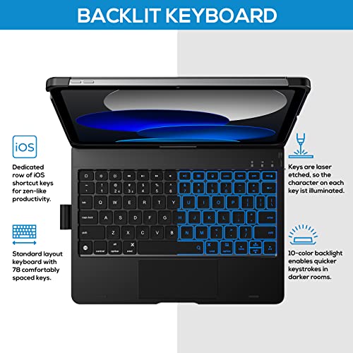 Typecase Touch Ipad 10Th Generation Case With Keyboard (10.9", 2022), Multi-Touch Trackpad, 10 Color Backlight, 360° Rotatable, Thin & Light For Apple Ipad 10Th Gen 10.9 #TOP2