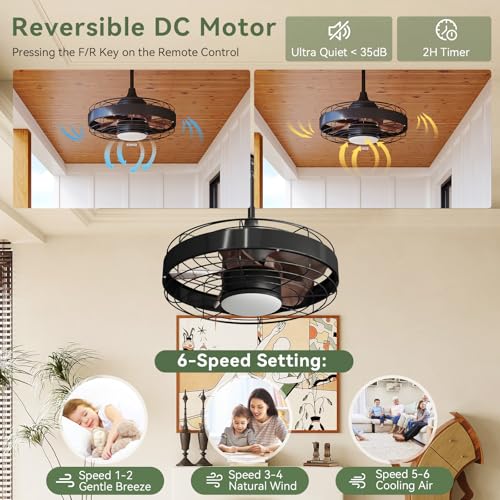 Image of Aoxun 20 Inch Ceiling Fans, Waterproof Outdoor Ceiling Fans with Lights and Remote, LED Dimmable DC Reversible Modern Fandelier with 2 Size Downrods and Hanging Hook for Gazebo, Pergola