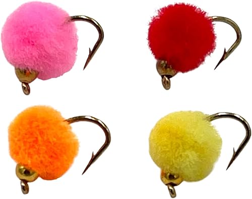 Feeder Creek Bead Head Trucha & Salmón Huevos, 12 Moscas húmedas de pesca con mosca en tamaño 12, ideal para trucha grande, bajo, panfish y más,