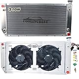 COOLINGBEST Aluminum Radiator for 1994-2000 Chevy/GMC C1500 C2500 C3500 K1500 K2500 K3500 Suburban Tahoe Yukon Truck 5.7 7.4 V8, 3 Row Crossflow Radiators Electric Fan Shroud Thermostat Kit Combo