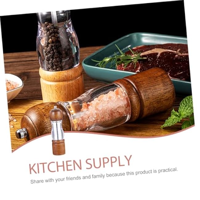 PRETYZOOM Wooden Transparent Pepper Grinder Mill Kitchen Tool for Spices Vintage Style Shaker for Home and Restaurant Use