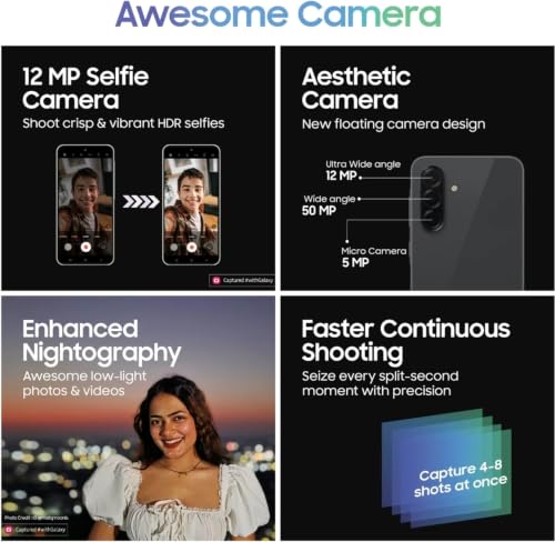 Image of Samsung Galaxy A36 5G (Awesome Black, 12GB RAM, 256GB Storage) | Snapdragon 6 Gen 3 Octa-Core Processor | 50MP + 8MP AI Dual Camera | 12MP Front Camera | 6.7-inch FHD+ Super AMOLED 120Hz Display |