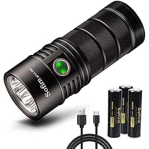 Sofirn SP36 Pro 8000 Lumen Super Powerful Torch, Rechargeable Anduril UI Flashlight USB C Charging with 4 SST40 LEDs Ultra Bright Powered by 18650 Battery Cover