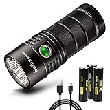 linterna 8000 lumens Contenido del envío: 1 linterna SP36 Pro potente de 8000 lúmenes, 3 baterías recargables 18650, 1 manual de instrucciones (idioma español no garantizado), anillos de sellado de repuesto, 1 cable USB y un amable servicio al cliente