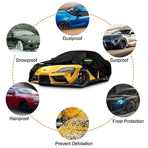 Image of Waterproof Car Covers Replace for 2020-2025 Toyota Supra GR A90 A91 MK5, 6 Layers All Weather Custom-fit Car Cover with Zipper Door for Snow Rain Dust Hail Protection