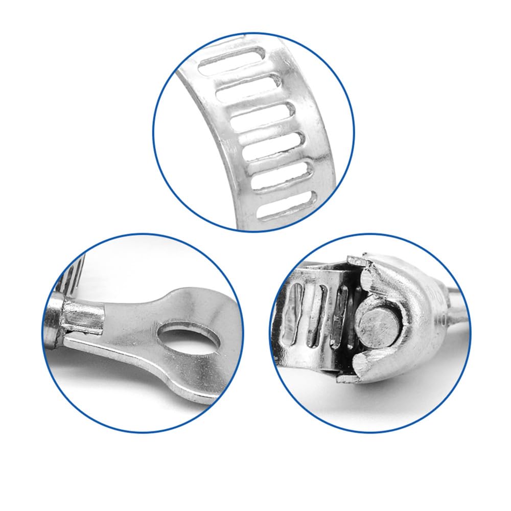 Une Large Gamme De Colliers De Serrage pour Tuyaux en Vrac, 10 Pièces, Collier De Serrage À Sangle en Acier Inoxydable De Type Clé, 6-63 Mm, Collier De Serrage Réglable À Engrenage