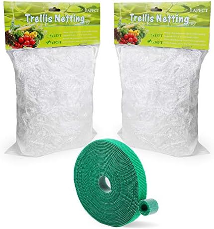 EAPFCT Trellis Netting 5x30ft 2 Pack Heavy-Duty Polyester Plant Support Trellis Net for Climbing Plants Garden Trellis Netting 6'' Mesh with Garden Ties