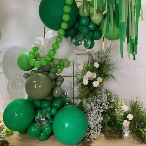 Image of MEBAY Green Black White Metallic Gold Balloons Garland Arch Kit, 146 Pcs Lime Dark Green Matte Black Confetti Gold Balloons for Graduation Football Soccer Army Birthday Party Decorations