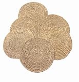 6 Pack, Round Woven Natural Water Hyacinth Placemats, Round Braided Rattan Tablemats for Home, Resta