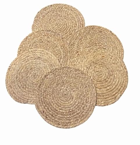 6 Pack, Round Woven Natural Water Hyacinth Placemats, Round Braided Rattan Tablemats For Home, Restaurant – Traditional, Natural, Elegant, And Sustainable #TOP24